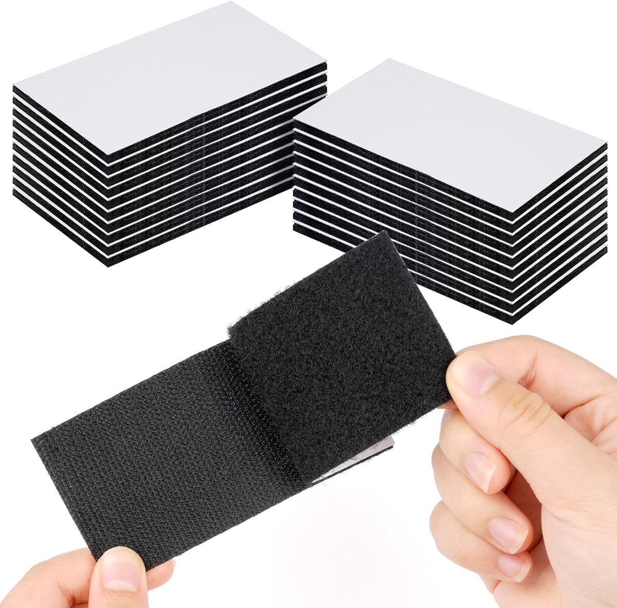 Self-adhesive hook and loop tape - 20 sheets - 50 x 100 mm Self-adhesive hook and loop tape - Wide hook and loop adhesive pads - Ideal for sewing, DIY projects, office supplies and crafts