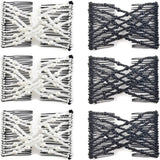 6-Pack Pearl Hair Combs - Elastic Magic Hairpins - Hair Clamps - Hair Clip - Black & White - For All Hair Types
