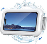 1-Piece Shower Phone Holder - Waterproof - 360° Rotatable, Retractable & Adjustable Phone Case - Bathroom Wall Mount - Waterproof & Anti-Fog Phone Case - Suitable for 4-7 Inch Phones (White)