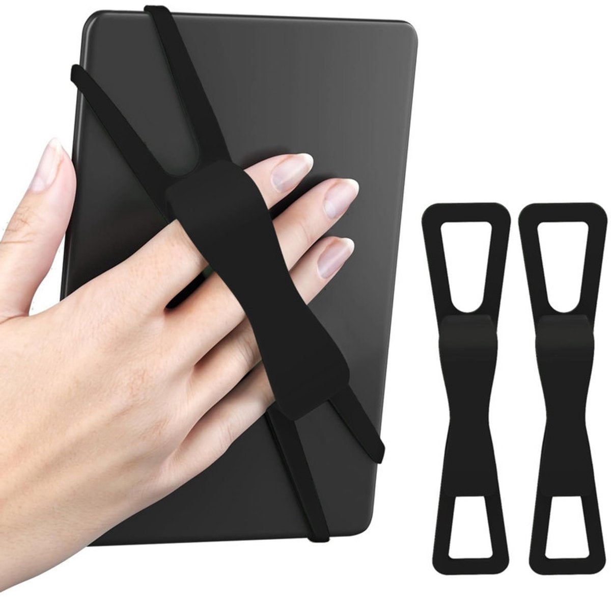2-Pack Hand Rests for E-Readers & Tablets - Non-Slip & Comfortable to Hold - Suitable for 4.7-8 Inch Screens - Black + Black