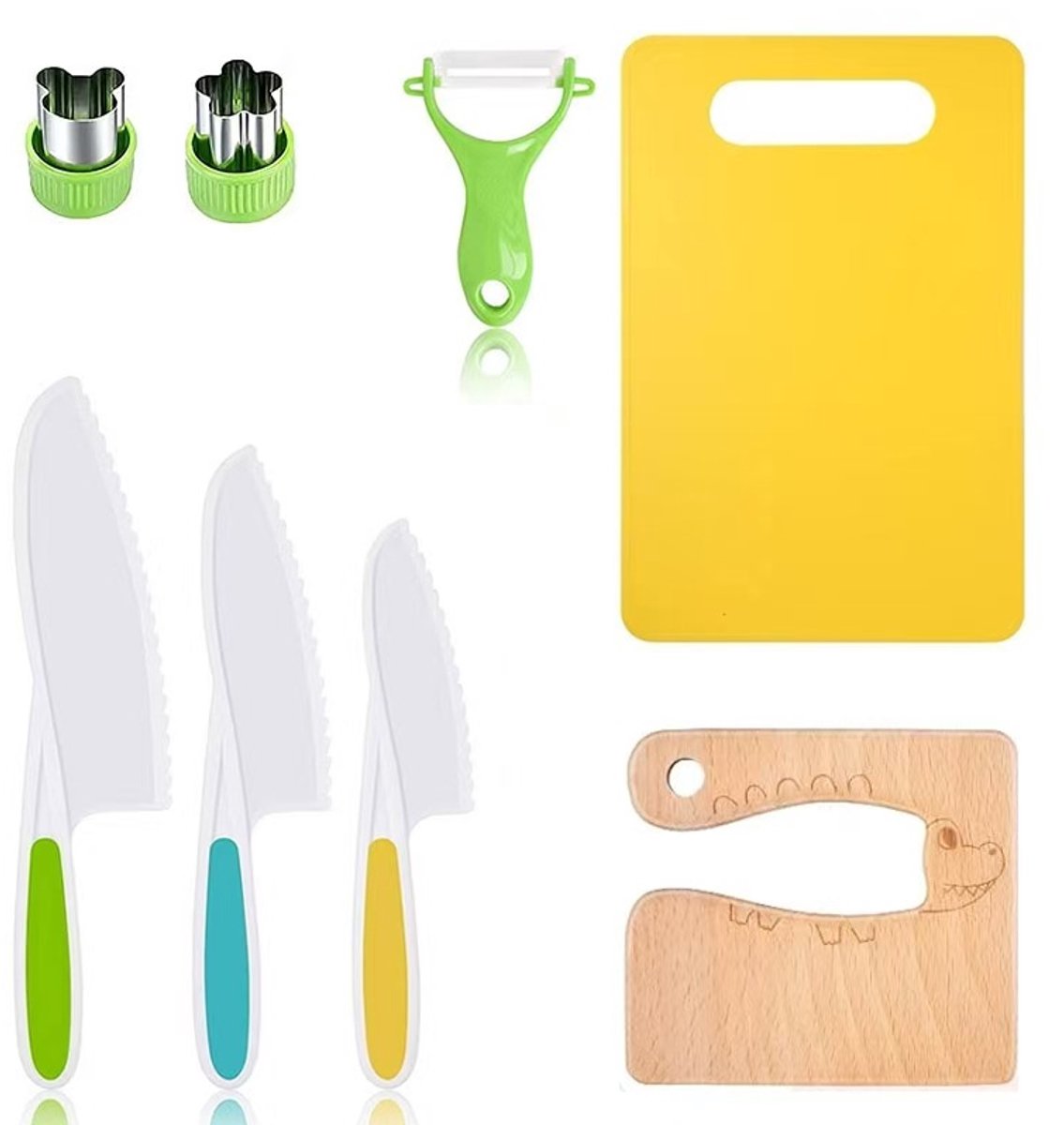 8-Piece Knife Set - Child-Friendly Plastic Kitchen Utensils - Suitable for boys and girls ages 4 and up (Style H)