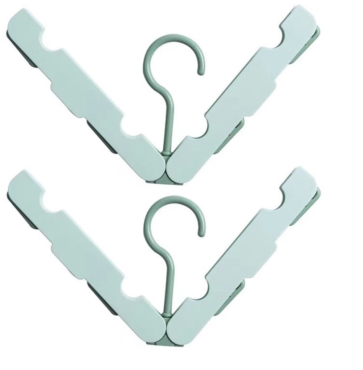 Folding Clothes Rack (Two-Piece Pack) - Hanging Clothes Rack - Portable Folding Hanger with Hook - Ideal for Travel, Campers, Travelers and Small Spaces - Light Green