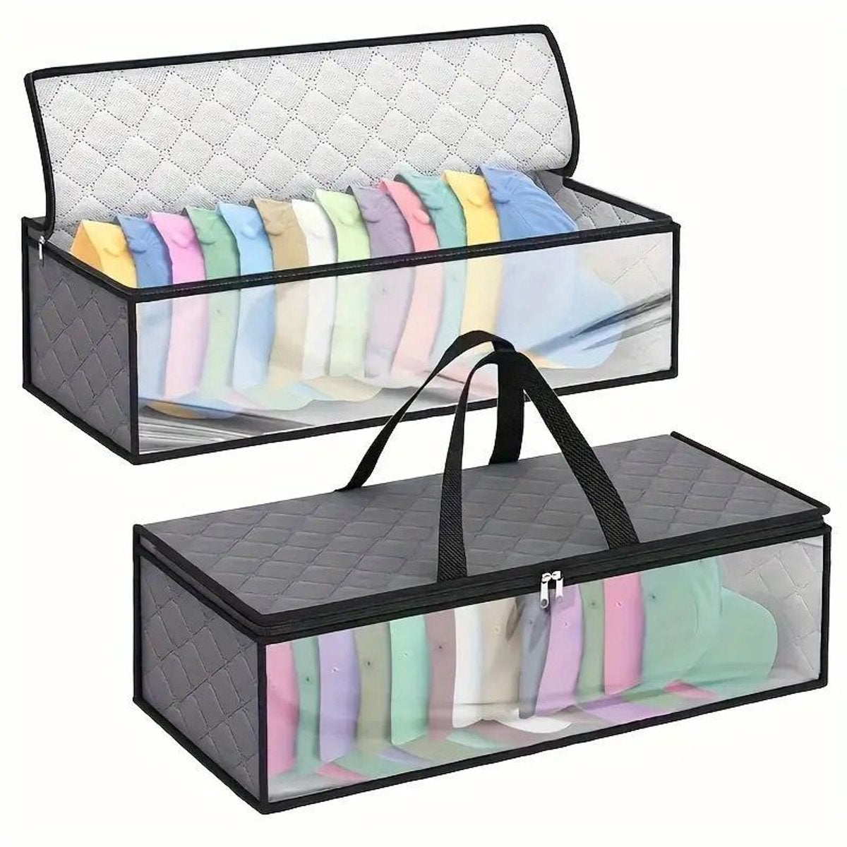 Cap Storage Bag | Set of 2 Storage Bag / Storage Sleeve - for baseball caps and other caps | Cap Organizer with 2 Handles for Closet | Moisture Protection - Gray