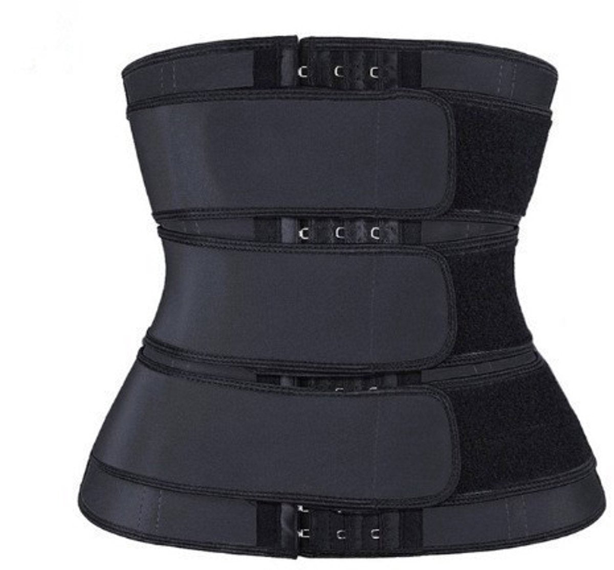 Women Sweat Reducer Training Belt - Sweatband - Waist Trainer - Slimming Belly Band - 3-Row Closure & Breathable Material - Extended Sizes (S to 6XL) - Black, M