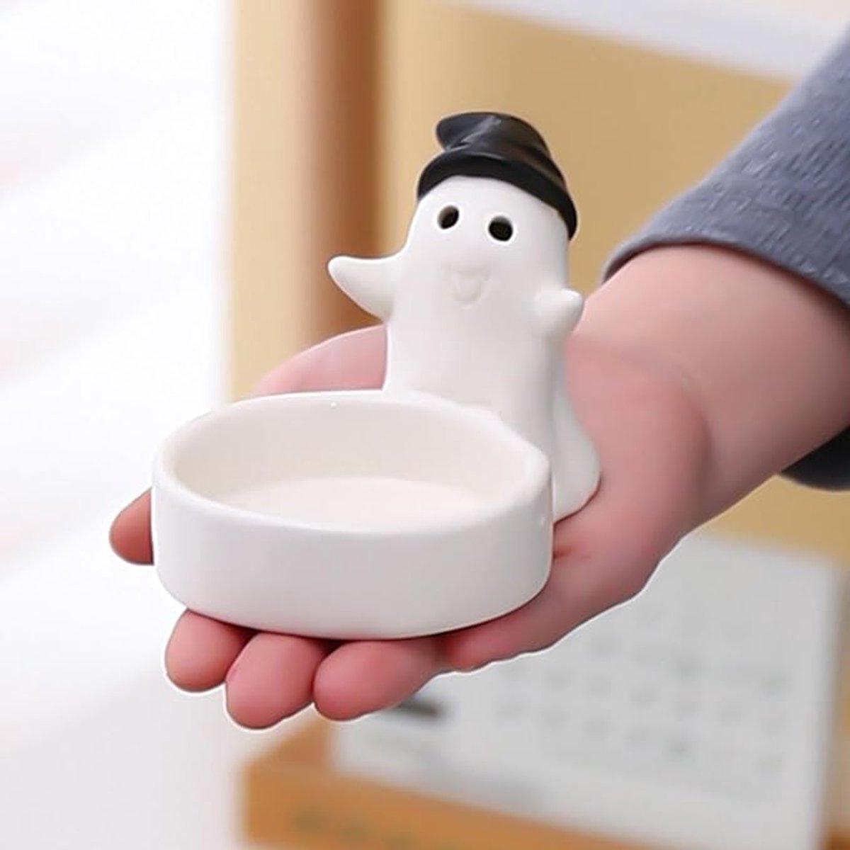 1 Piece - Ceramic Ghost Candle Holder - Cute Ghost Ornament - Birthday Gift - Desk Decoration (Style 1)