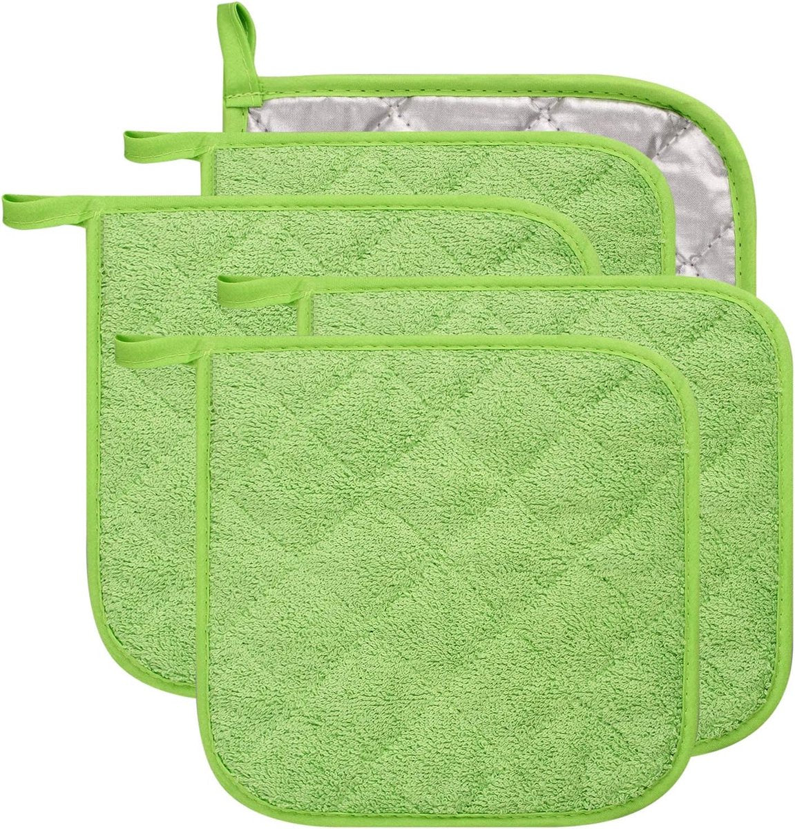 Placemat - Set of 5 Insulation Mats for the Kitchen - Heat Resistant Insulation Mats - Large Coasters for Daily Cooking and Baking (Dimensions: 6.5 x 6.5 Inches, Color: Light Green)