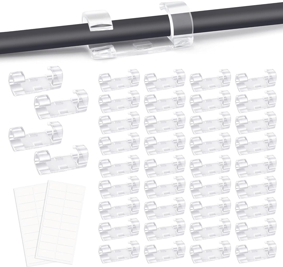 Transparent Cable Clips Self-Adhesive – Cable Organizer – 120 pieces – Cable Tray – Cable Ties – Cable Lock – Desk Organizers – Organizer – Cable Trays – Cable Management – Clips – Ties