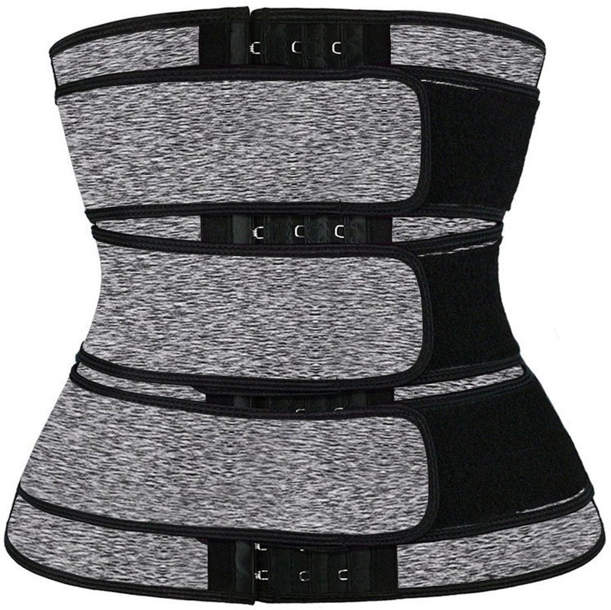 Women Sweat Reducer Training Belt - Sweatband - Waist Trainer - Slimming Belly Band - 3-Row Closure & Breathable Material - Extended Sizes (S to 6XL) - Gray, L
