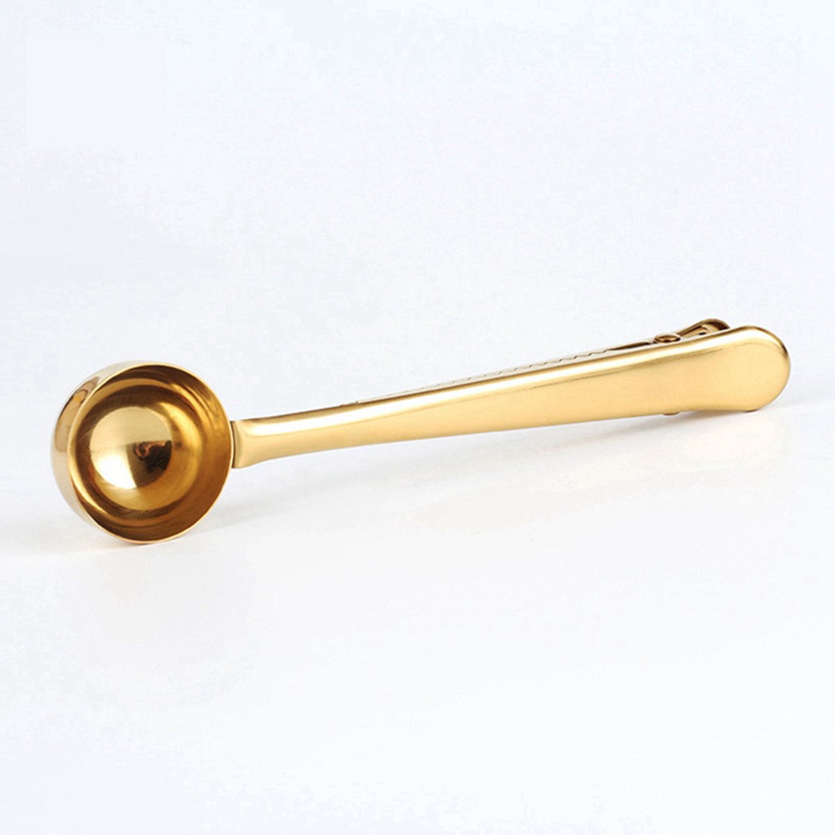Coffee spoon - measuring spoon with closing clip - coffee accessories - bean spoon - measuring spoon - gold