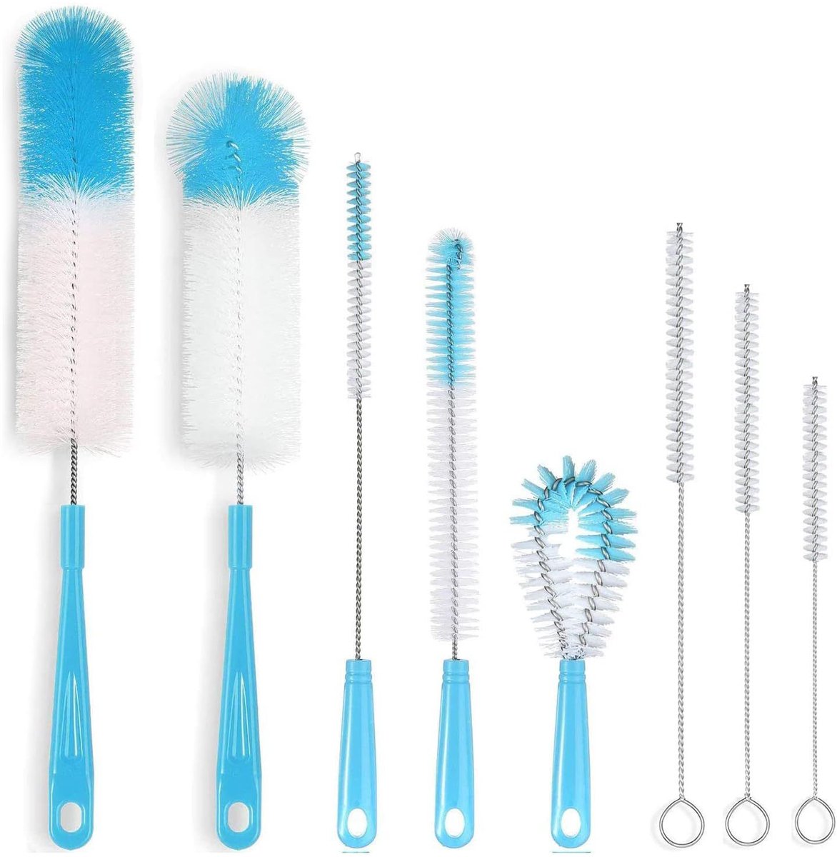 Cup Cleaning Brushes - Pack of 8 - Scratch-resistant - For all cup surfaces - Baby bottle brush - Blue