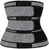 Women Sweat Reducer Training Belt - Sweatband - Waist Trainer - Slimming Belly Band - 3-Row Closure & Breathable Material - Extended Sizes (S to 6XL) - Gray,S