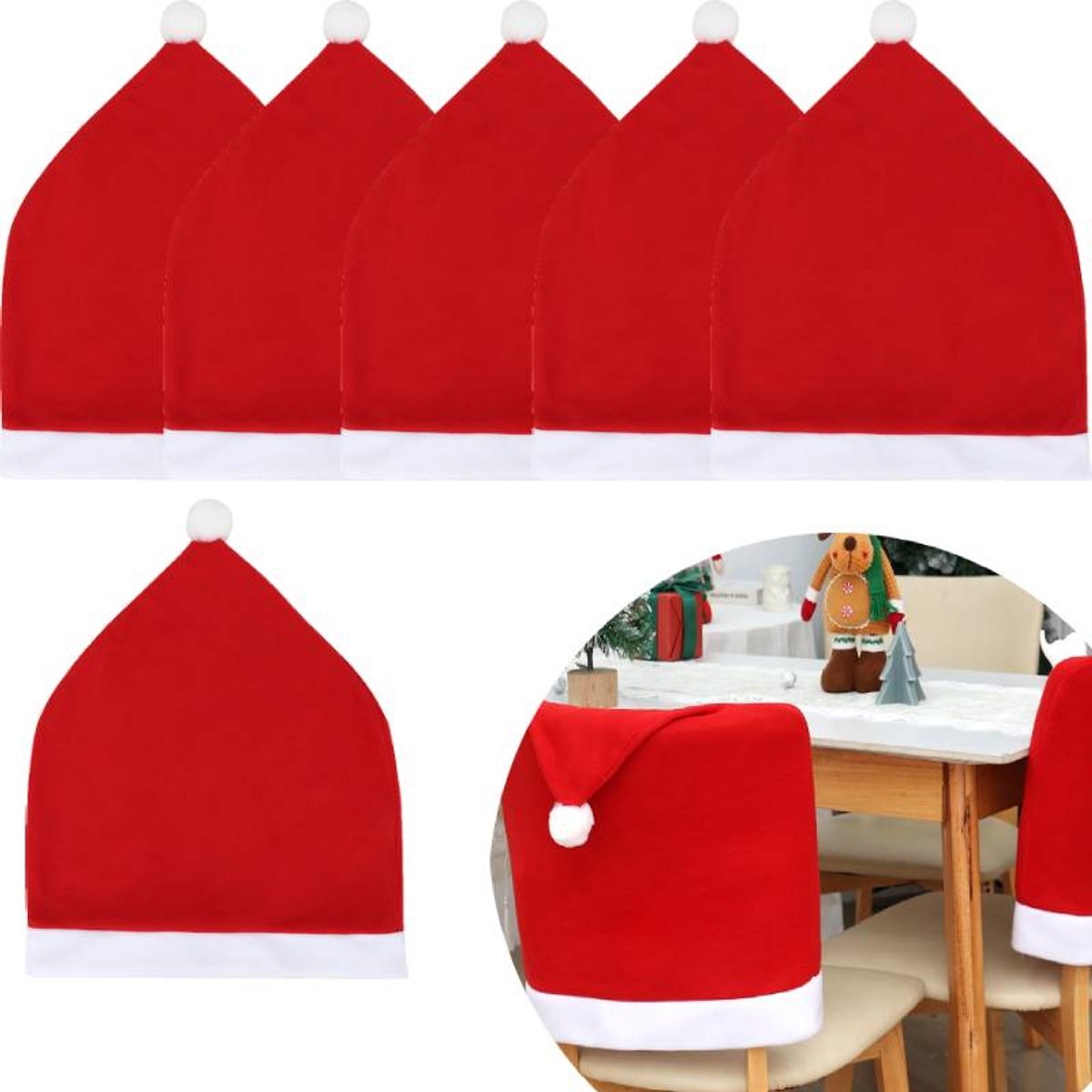 Chair Covers - Set of 6 - Christmas Chair Covers - Red Chair Covers - Christmas Chair Covers - Christmas Decorations