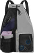 Backpack - Sports Bag - Travel Bag - Training Bag - Swimming Bag - 30*15*45cm - Mesh Material - Drawstring Design - Side Storage Space - Unisex - Suitable for Fitness, Swimming, Travel, Dancing, Camping（Gray）