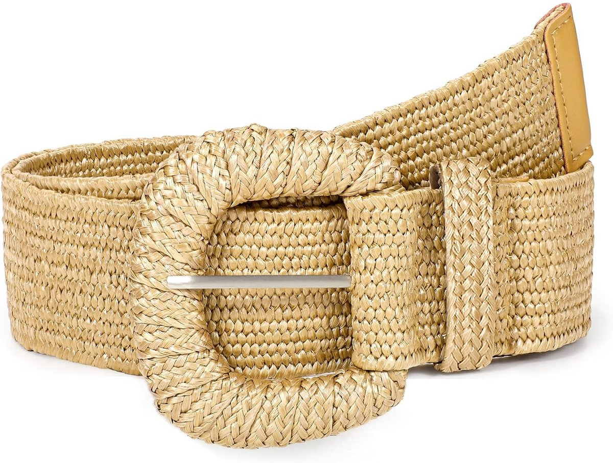 Belts - Women's stretch straw belts - Fashionable Bohemian belts - Rattan belts Raffia women's belts