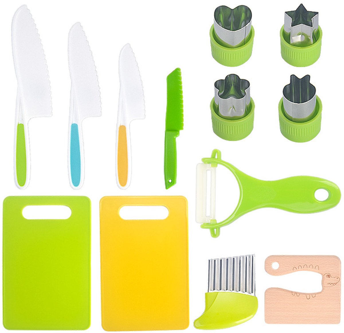 13-Piece Knife Set - Child-Friendly Plastic Kitchen Utensils - Suitable for boys and girls ages 4 and up (Style E)