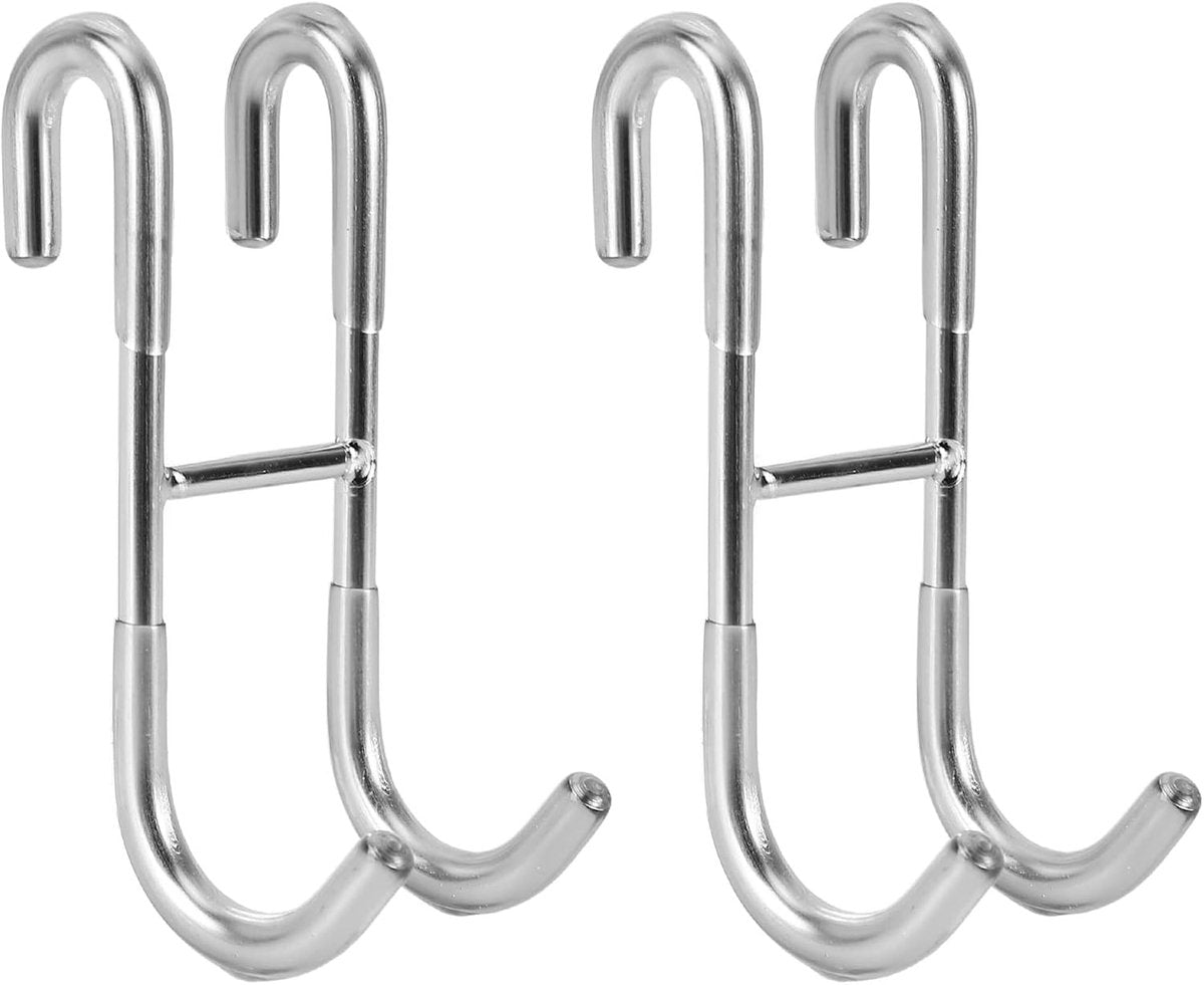 No-Drill Shower Door Hooks - 2-Pack for Rimless Glass Doors - Rubber Scratch Protection