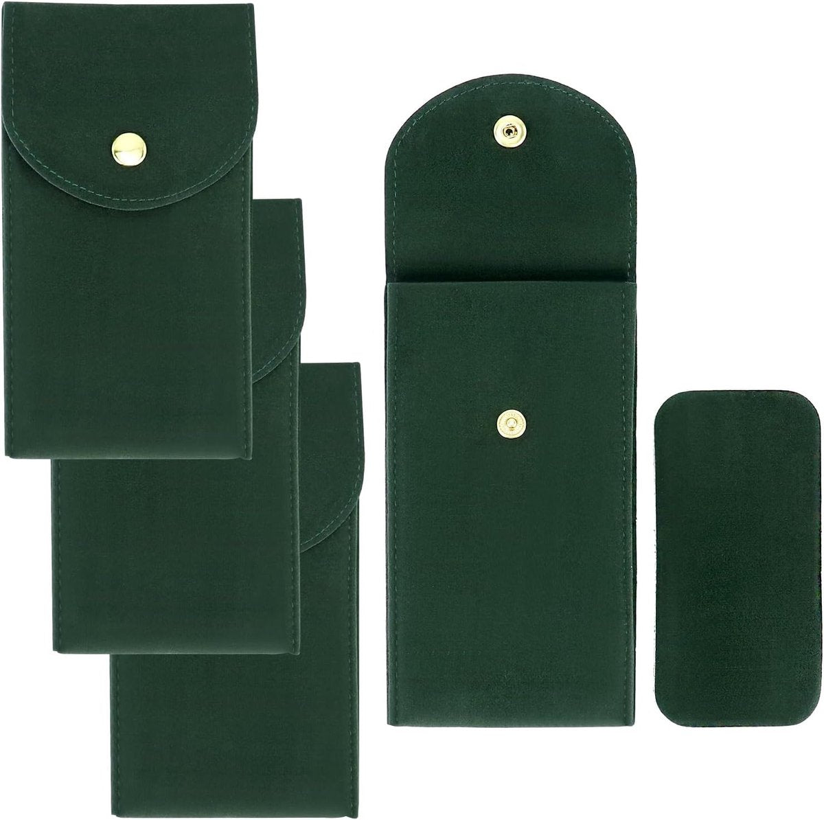 Watch Storage Bags - 4 pcs - Watch Travel Bag - Thickened Double-Sided Fleece Watch Envelope - Jewelry Pouch with Snap Closure - Storage Bag - Watch Pouch with Microfiber Flap