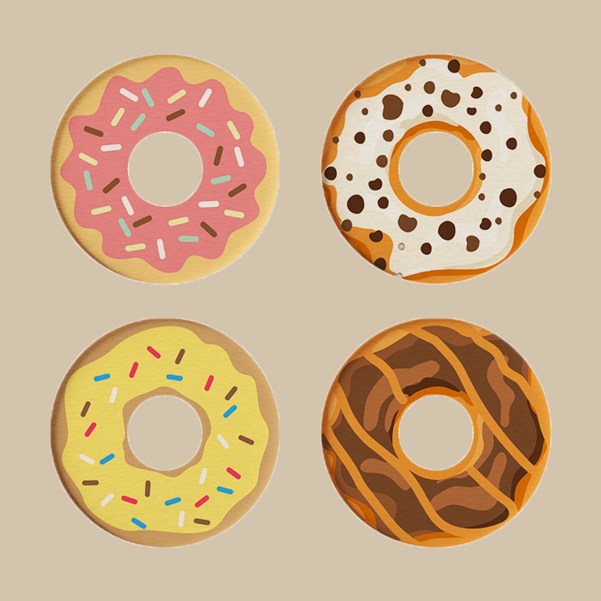Coasters - Non-slip coasters - heat insulating coasters - Set of 4 - Donut-shaped - Anti-burn and anti-slip - Nice decoration for your home and dining table