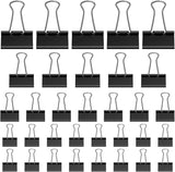 105 ring binders - 15 mm/19 mm/25 mm/32 mm metal paper clips - black folding clips - double-folded ring binders - for papers and documents