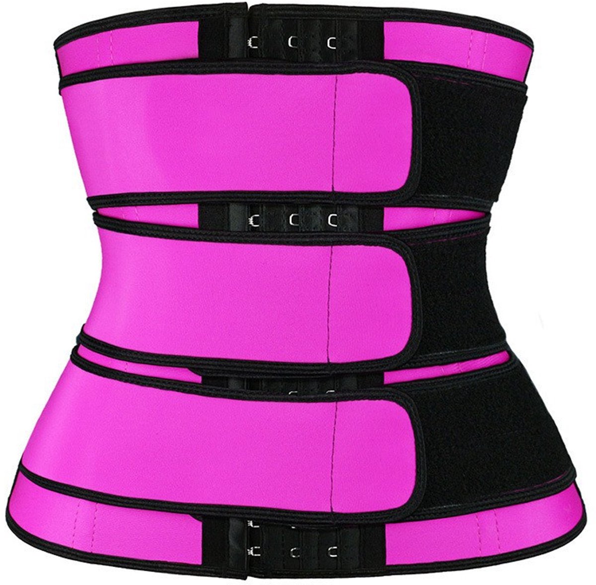 Women Sweat Reducer Training Belt - Sweatband - Waist Trainer - Slimming Belly Band - 3-Row Closure & Breathable Material - Extended Sizes (S to 6XL) - Red, XL