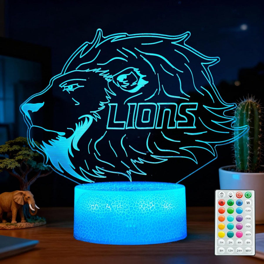Night Light for Kids - 3D - Baby Night Light - 16 Color Changes - With Remote Control and Timer - RGB Flashing Mode - Bedroom Table Lamp - Lion Light - Christmas and Birthday Gift