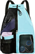 Backpack - Sports Bag - Travel Bag - Training Bag - Swimming Bag - 30*15*45cm - Mesh Material - Drawstring Design - Side Storage Space - Unisex - Suitable for Fitness, Swimming, Travel, Dancing, Camping（Blue）
