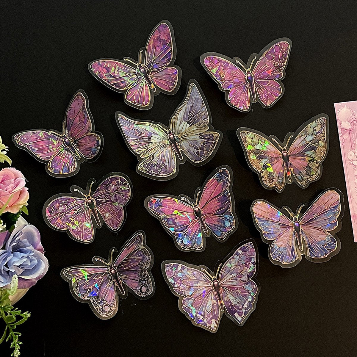 Stickers - Butterfly Wall Stickers - DIY Wall Stickers - Creative Bedroom Supplies - Beautiful 3D Decorations - Interior Decoration - Interior Decoration - Suitable for creating everyday surprises and party decorations (Pink，10 stickers)