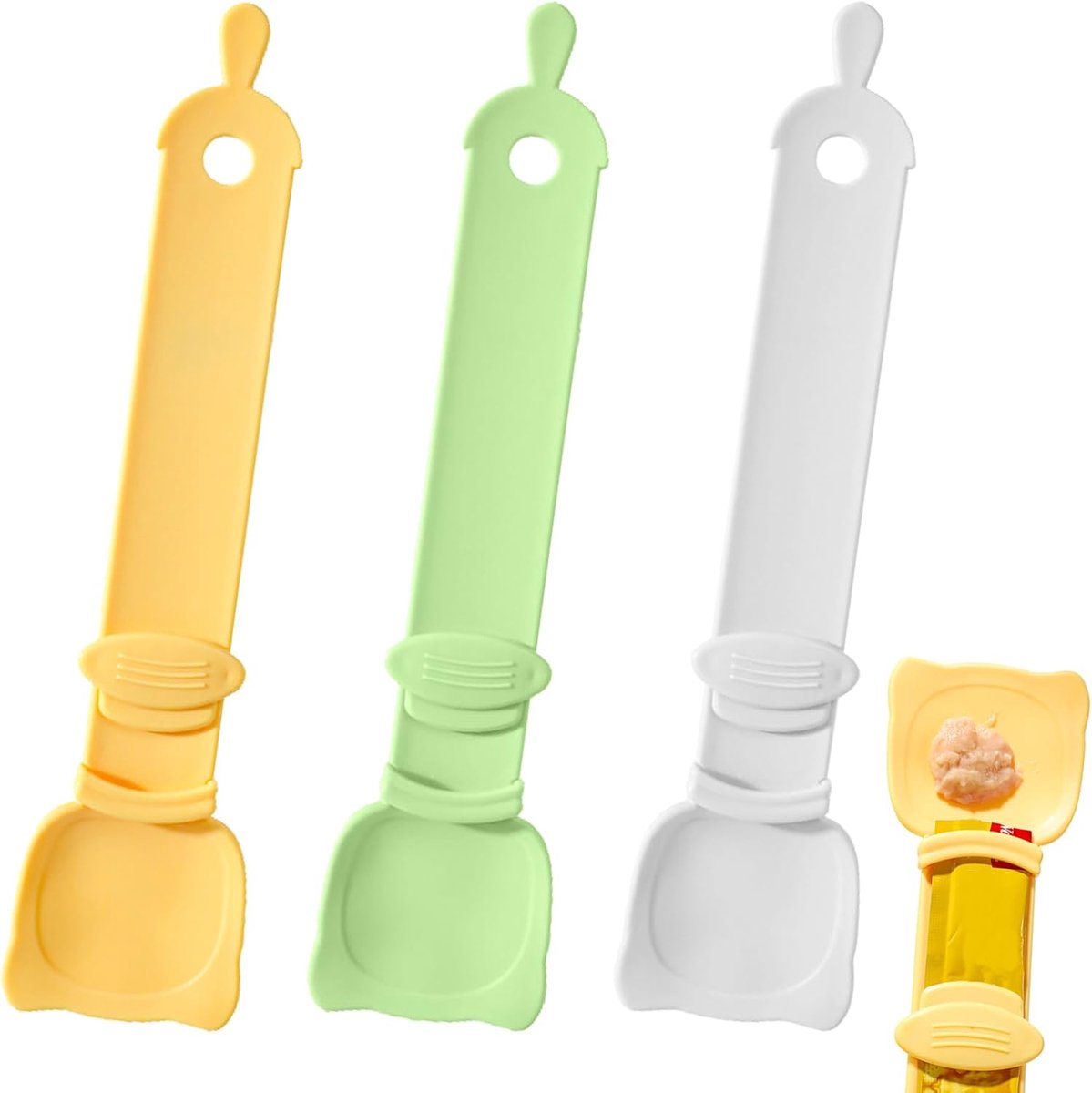 spoon for cats - Squeeze spoon for cat food - Feeding spoon for cat treats - Feeding spoon for wet food - Lick spoon for liquid cat food - Set of 3
