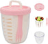 Fruit Bowl - Salad Bowl - Leakproof reusable food container with lid and draining basket - Suitable for work, school, and travel. - 650 ml (Pink)