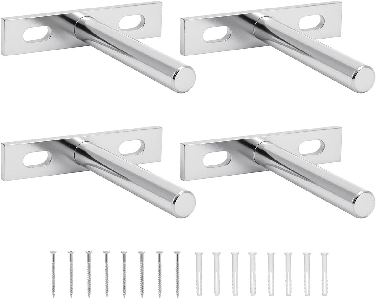 Floating Shelf Brackets - Pack of 4 - Shelf Brackets - 75mm (3 inch) Heavy-Duty Concealed Shelf Brackets - Includes Mounting Screws - For supporting wall display cases and furniture shelves