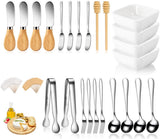 cutlery set - 44-piece set - cheese knife | pastry forks | oval coffee spoons | kitchen tongs & serving tongs | stirring spoon | ceramic bowl | blank food labels
