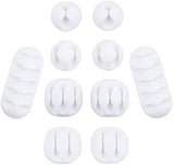 10-Piece Desk Cable Management Set - Multifunctional Cable Clamps - Desk Cable Organizer for TV, PC, Laptop, Home Office - (White)