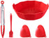 Accessories for the air fryer - baking tray, oven mitts, brush, tongs - suitable for kitchen, cooking, baking and grilling - five-piece set