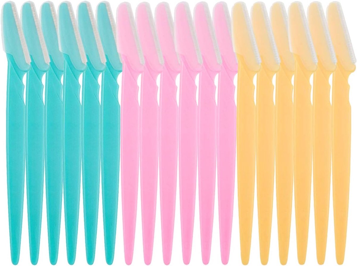 Eyebrow Shaping Tools - Eyebrow Shavers - Safe Facial Hair Removal with Razor and Trimmer - 18 Items