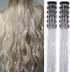 Hair Tinsels - Festival Hair Extensions - Glitter Hair Extensions - 12-Piece Clip-On Hair Accessory Set - 52cm Long, Christmas and New Year Glitter Hair Extensions, Suitable for Women, Girls and Children (Silver)