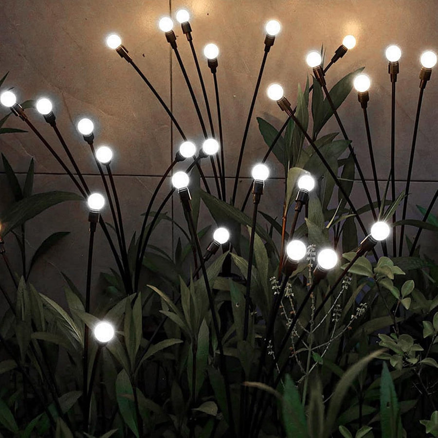 Outdoor Lighting - Solar Garden Lighting - Mood Lamp - LED Solar Garden Lamp - Firefly Shaped - 6 Pots x 2 - Waterproof for Outdoor Use - Suitable for Decorating Patio Paths - White Light