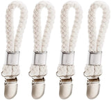 Set of 4 - Woven Cotton Ring, Metal Towel Clips - Hanging Ring and Storage Clips - Suitable for Home, Bedroom and Bathroom - Multifunctional