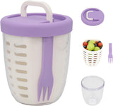 Fruit Bowl - Salad Bowl - Leakproof reusable food container with lid and draining basket - Suitable for work, school, and travel. - 650 ml (Purple)