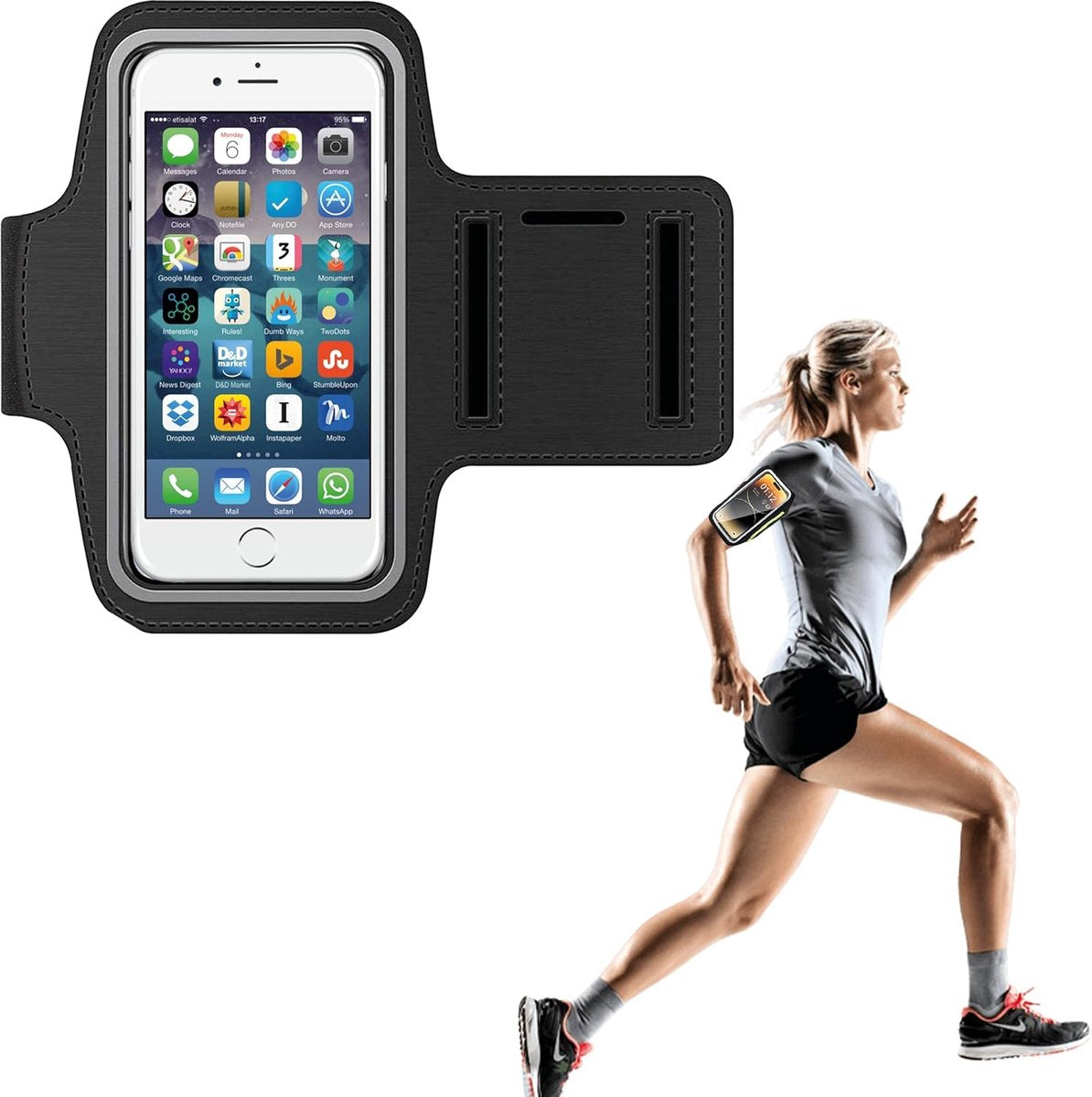 Phone Holder for Running - Running Armband - Suitable for phones up to 6.5 inches - Lightweight and universal phone holder for running, fitness and jogging
