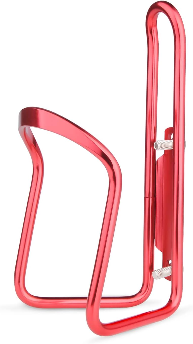 1Pack Lightweight Aluminum Alloy Cycling Bicycle Water Bottle Cage Holder Bracket for Outdoor Activities (Red), Bike Accessories