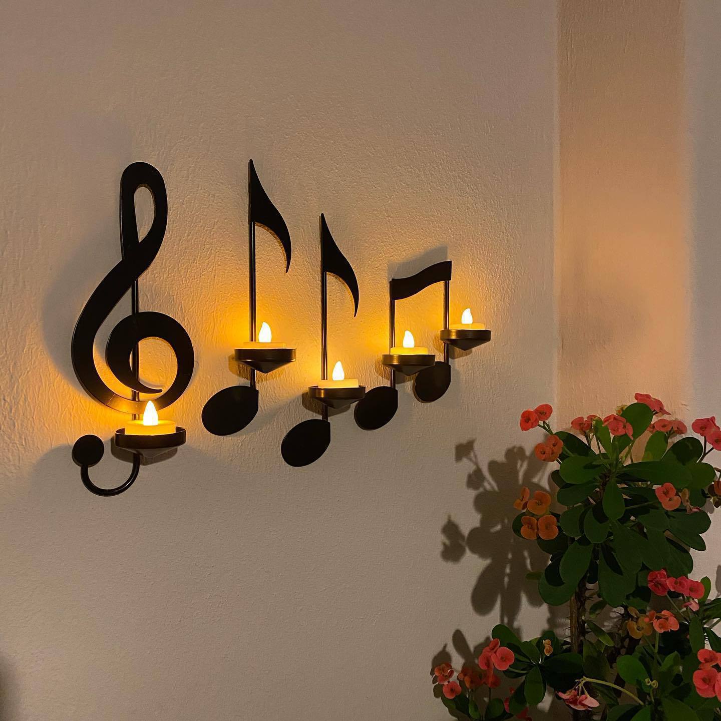 Music Note Candlestick - Wall Decoration - Wrought Iron Candlestick - Wall Decoration - Candle Holder