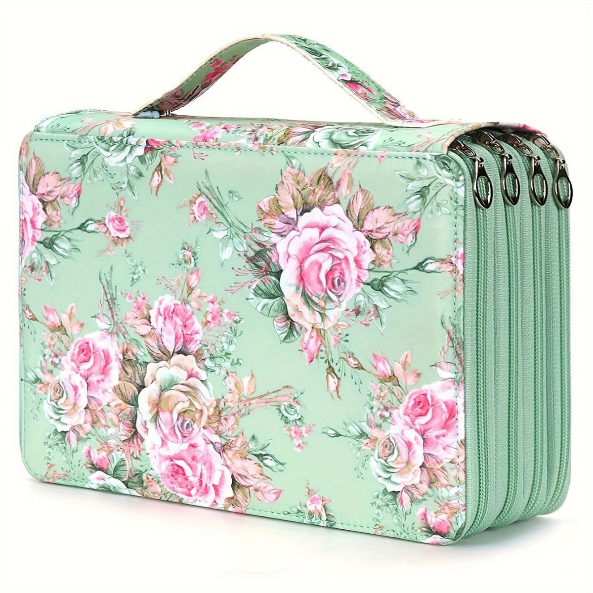 Pencil Case - Large Capacity | Colored Pencils | Pencils | Zippered - Three-Layer Pencil Case - Pencil Storage Bag - Holds 120 Pencils - Green
