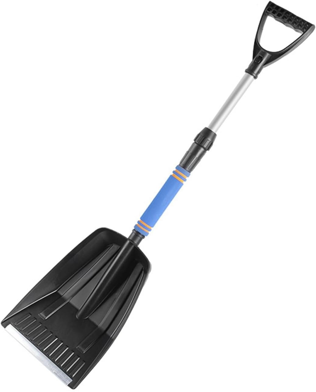 Folding Snow Shovel - Large Capacity | Lightweight & Portable - Wide Snow Clearing Range with Ergonomic D-Shaped Handle and Aluminum Blade - Snow Shovel for Outdoor, Car, Garden, Camping, Driveway（Blue）