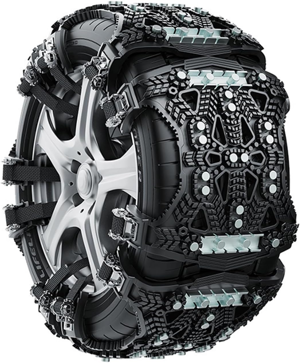 Snow Chain - Anti-Slip for Car Tires | Snow Chains - Steel Plate Snow Chains for Cars - Universal Type - Includes Mounting Tools, Storage Bag, and Gloves (Yellow - 1 Piece)