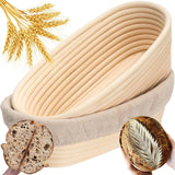 Proofing Basket - Bread Baking - Banneton | 25*15*8cm - Bread Proofing Basket - Oval Proofing Basket - Rattan Bread Pan - Dough Basket - incl. Dough Linen | 1 piece