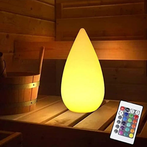 Rechargeable LED Sauna Lamp Wireless Dimmable with Remote Control 16 RGB Colors IP54 Waterproof White Outdoor Table Lamp for Bedside-TL