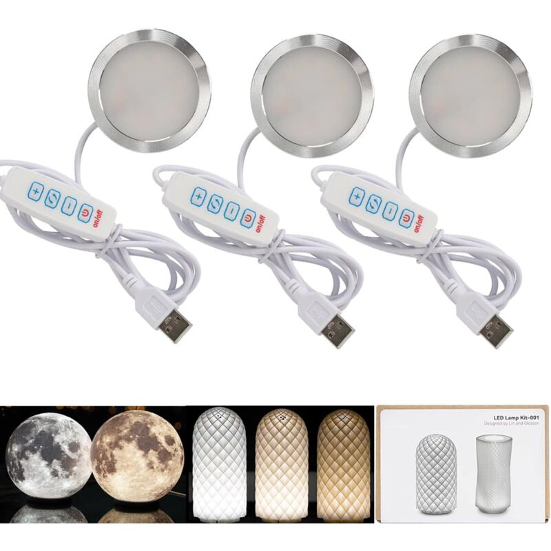 LED 001 Three Colors for Bambu Lab Makerworld 3D Printing Bulb Kit Spare Parts 5V USB Powered Warm Light 3000K