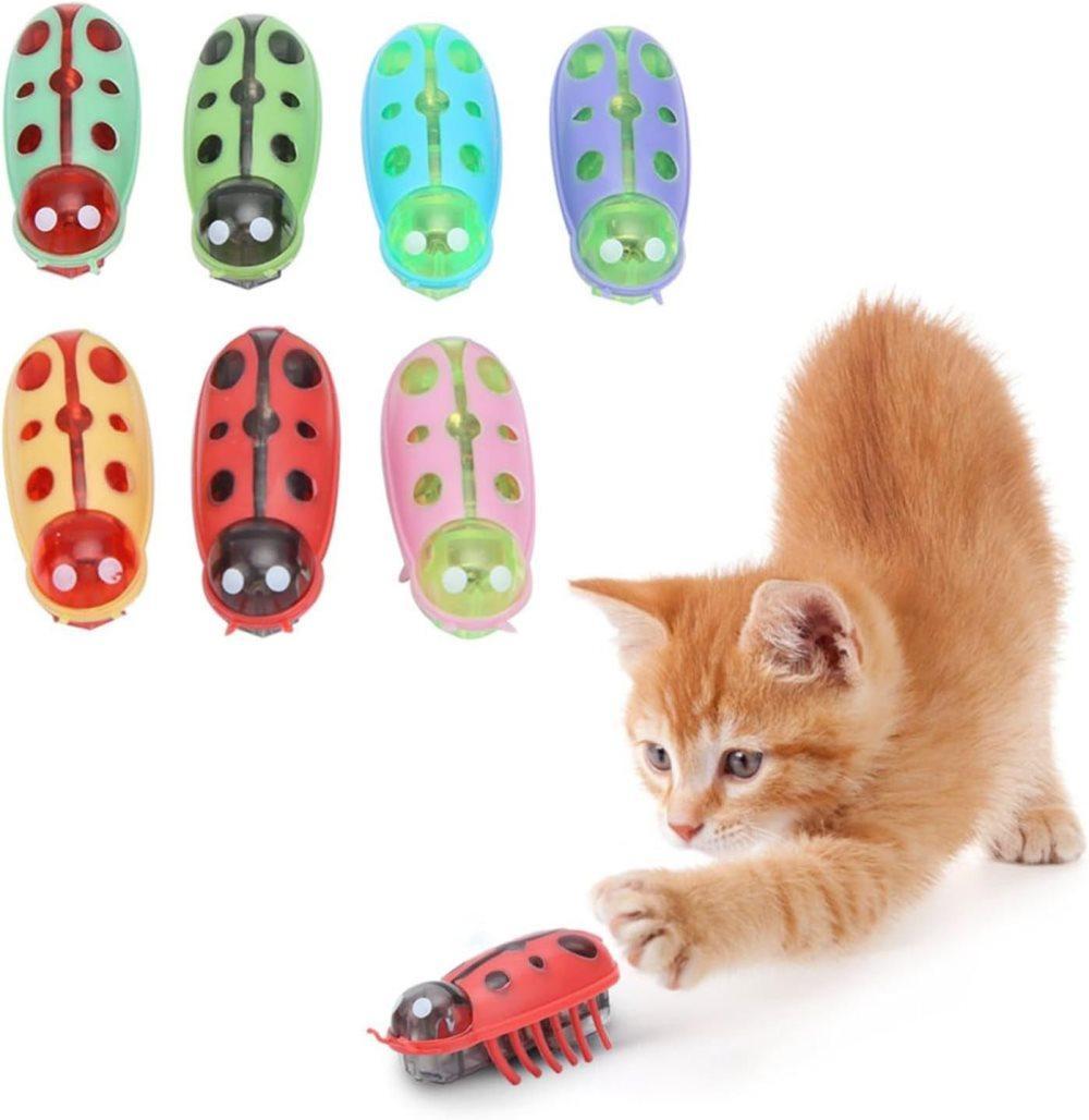 7/4-piece interactive pet toy - electric pet toy, mini beetle, interactive small insect, toy for cat and dog