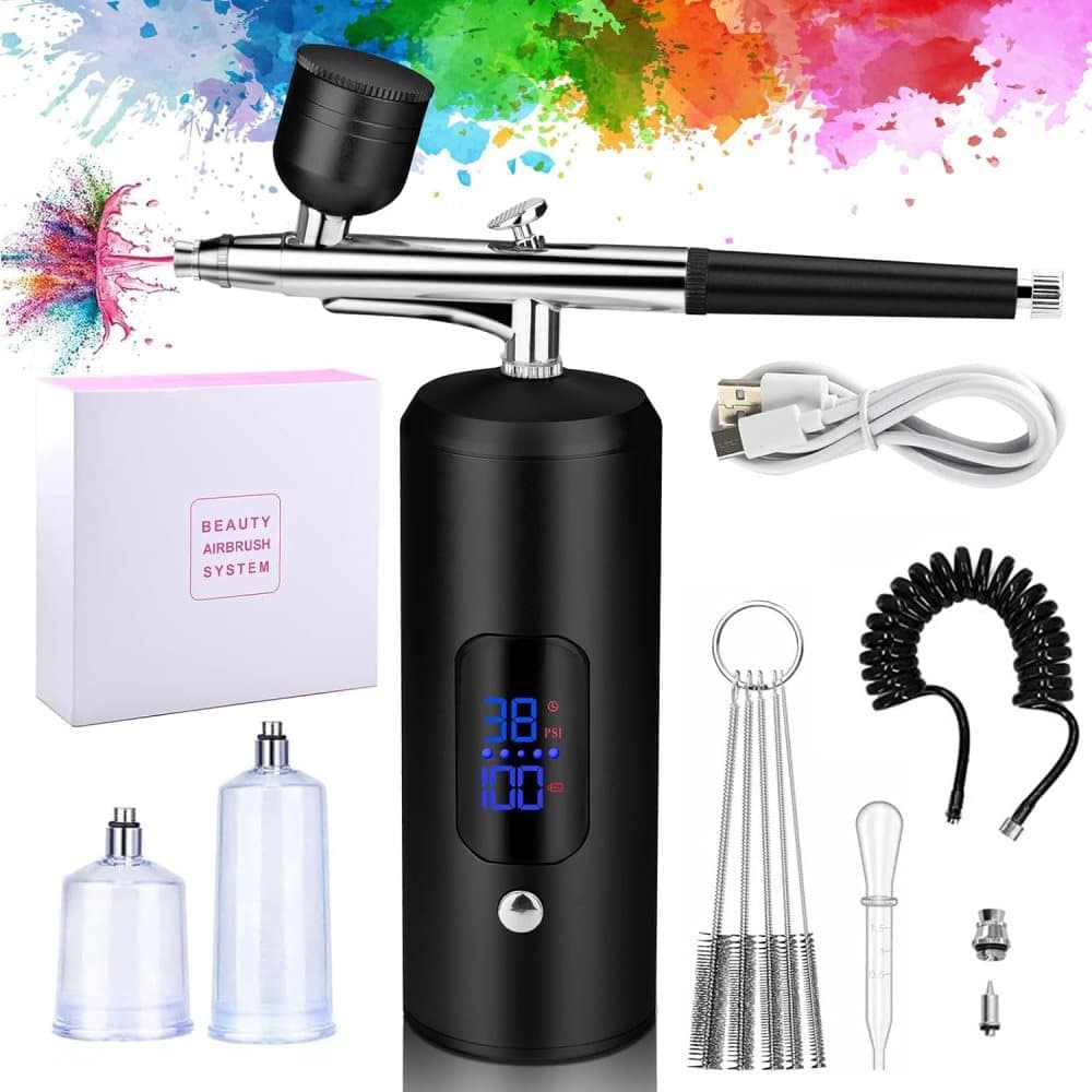 Airbrush Machine - Wireless Spray Gun Set with USB Charging and 3 Speed Modes, for Nail Art, Cake Decorating and Painting