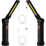 Rechargeable LED Work Light 2 Pack Magnetic COB USB Torch 5 Modes 360° Camping Lamp for Workshop Garage Emergency Auto Inspection Lighting{YG}